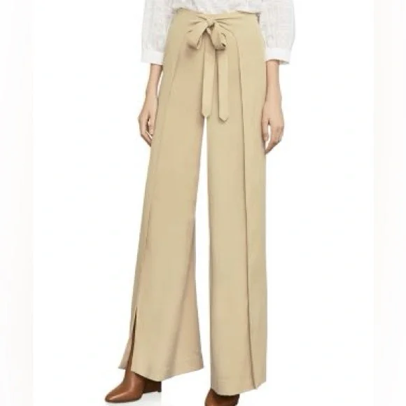 NWT BCBGMaxAzria Tan Jacklin Tie-Front Pants - Picture 2 of 8